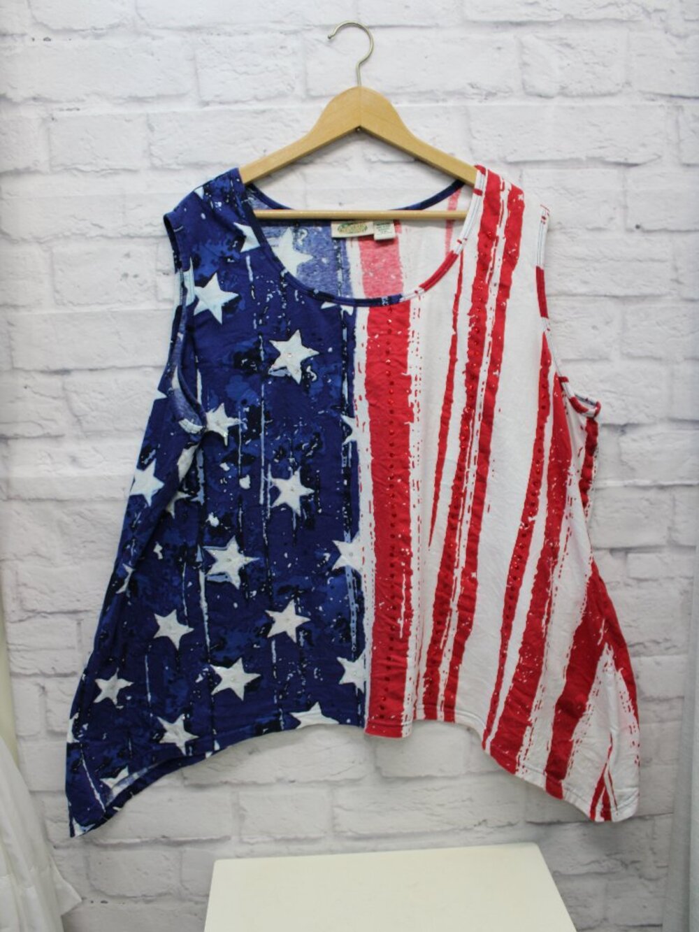 Stars and Stripes Tank Top Plus XXL Summer Patriotic Holiday 4th of July Casual